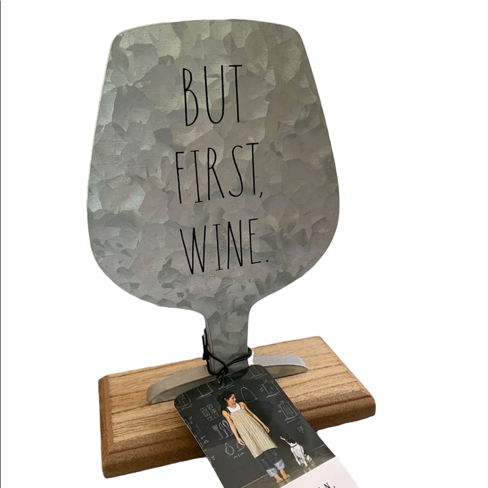 Rae Dunn BUT FIRST WINE wooden decoration accents NEW